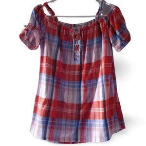 NWOT  Boscov's  New York Laundry Plaid Shirt  Size Small Medium   Bust 38"